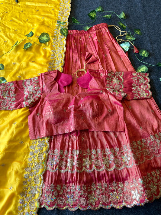 Bloom viscose tissue Designer lehenga