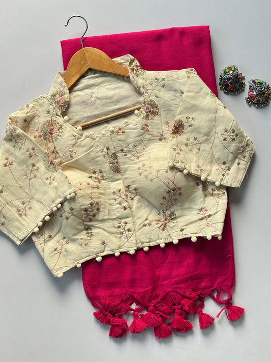 Khadi cotton Collar neck Desginer stitched blouse