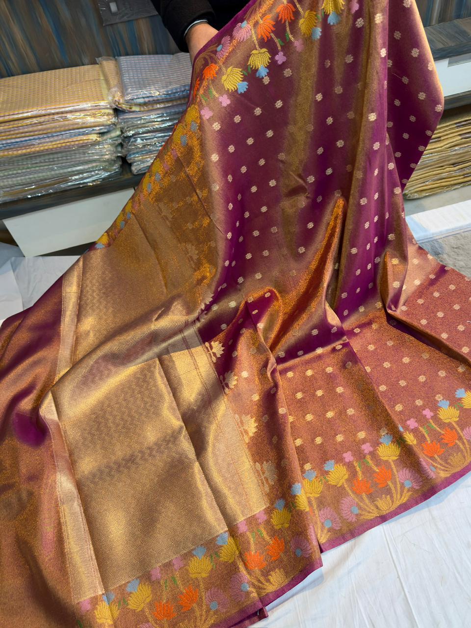 Vintage semi soft Dupion designer saree