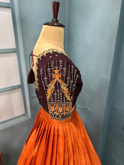 Most demand designer Kanjivaram rust orange lehenga