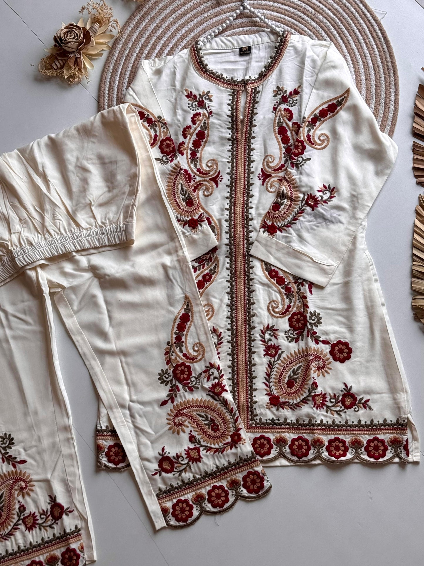 Co-ord set kurti hand embroidery silk