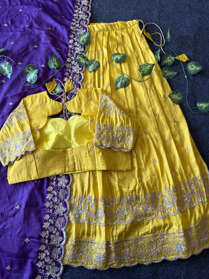 Bloom viscose tissue Designer lehenga
