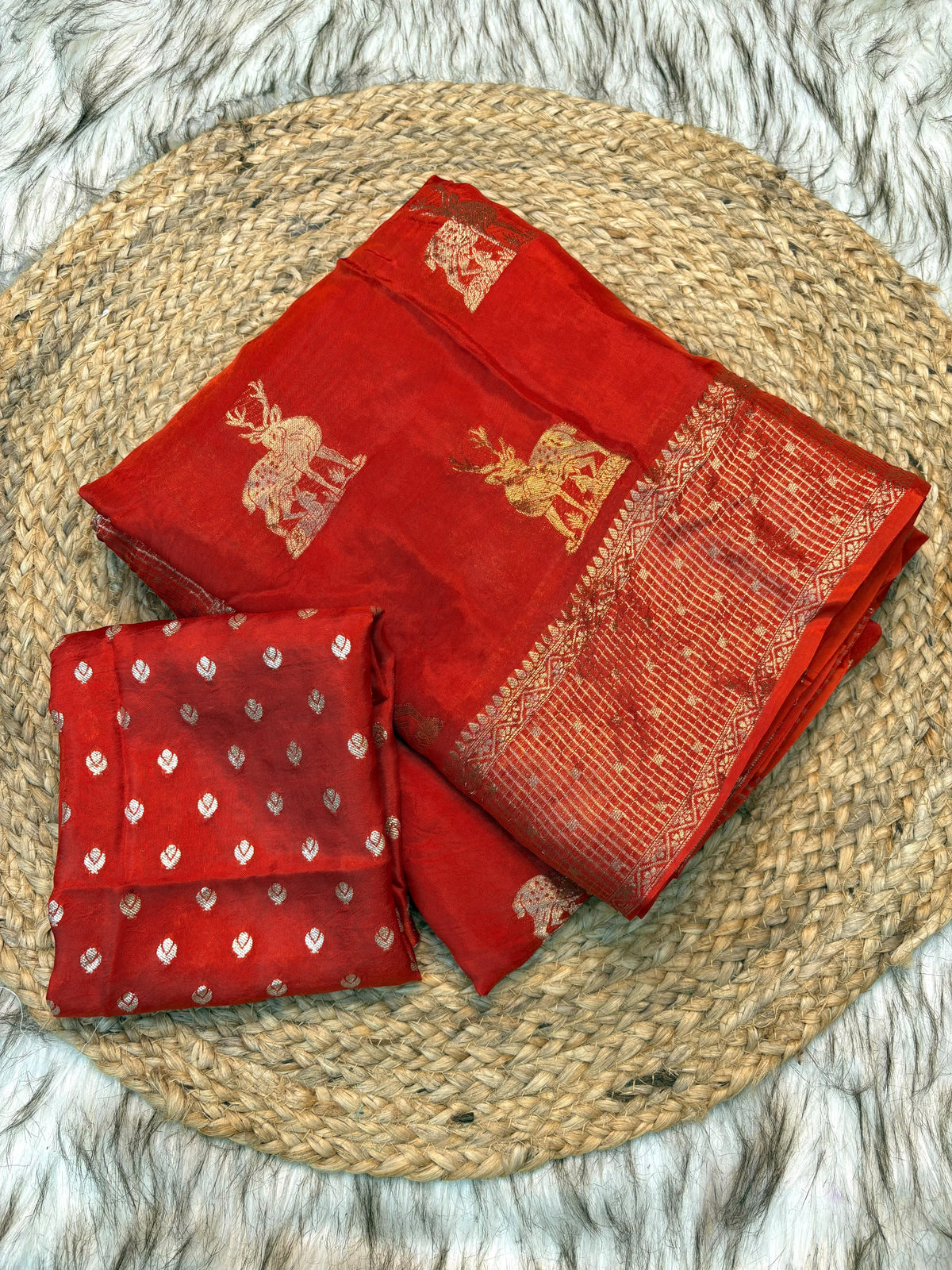Viscose Mysore budget deer design saree