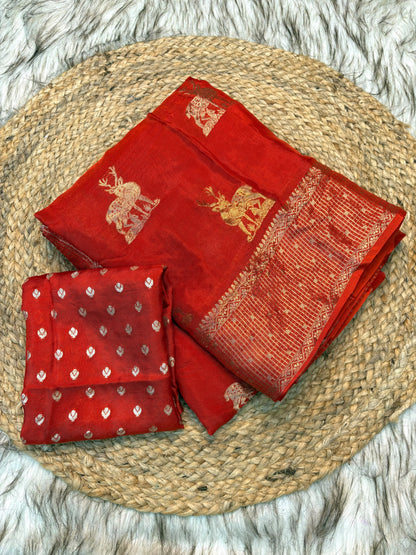 Viscose Mysore budget deer design saree
