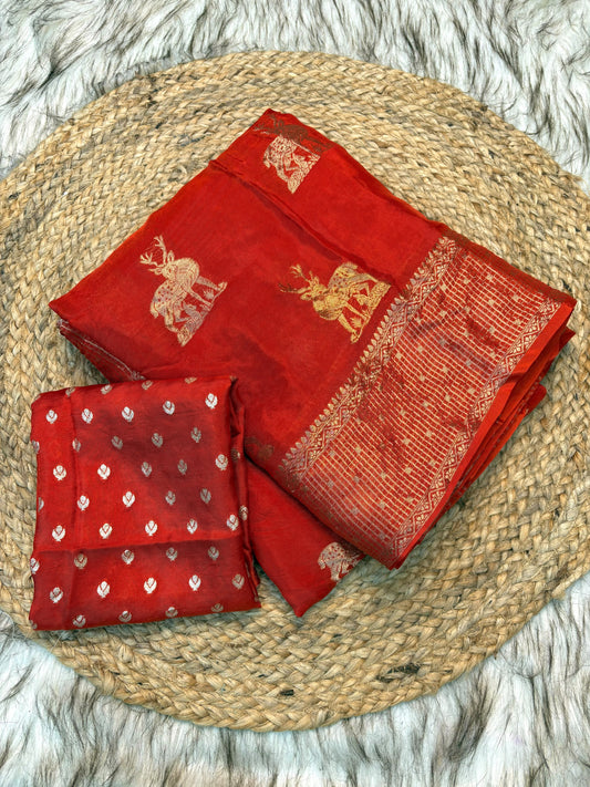 Viscose Mysore budget deer design saree