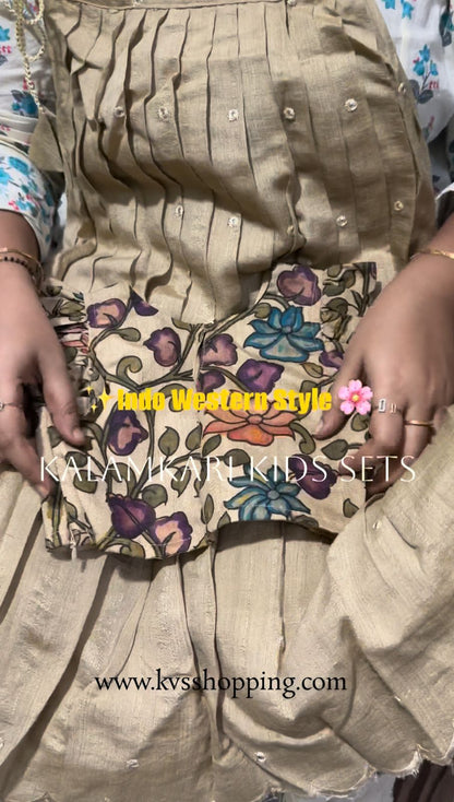 Indo western style kids cute Kalamkari sets