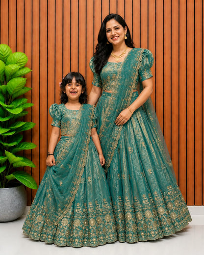 Mom and daughter cafe cute Designer lehenga sets