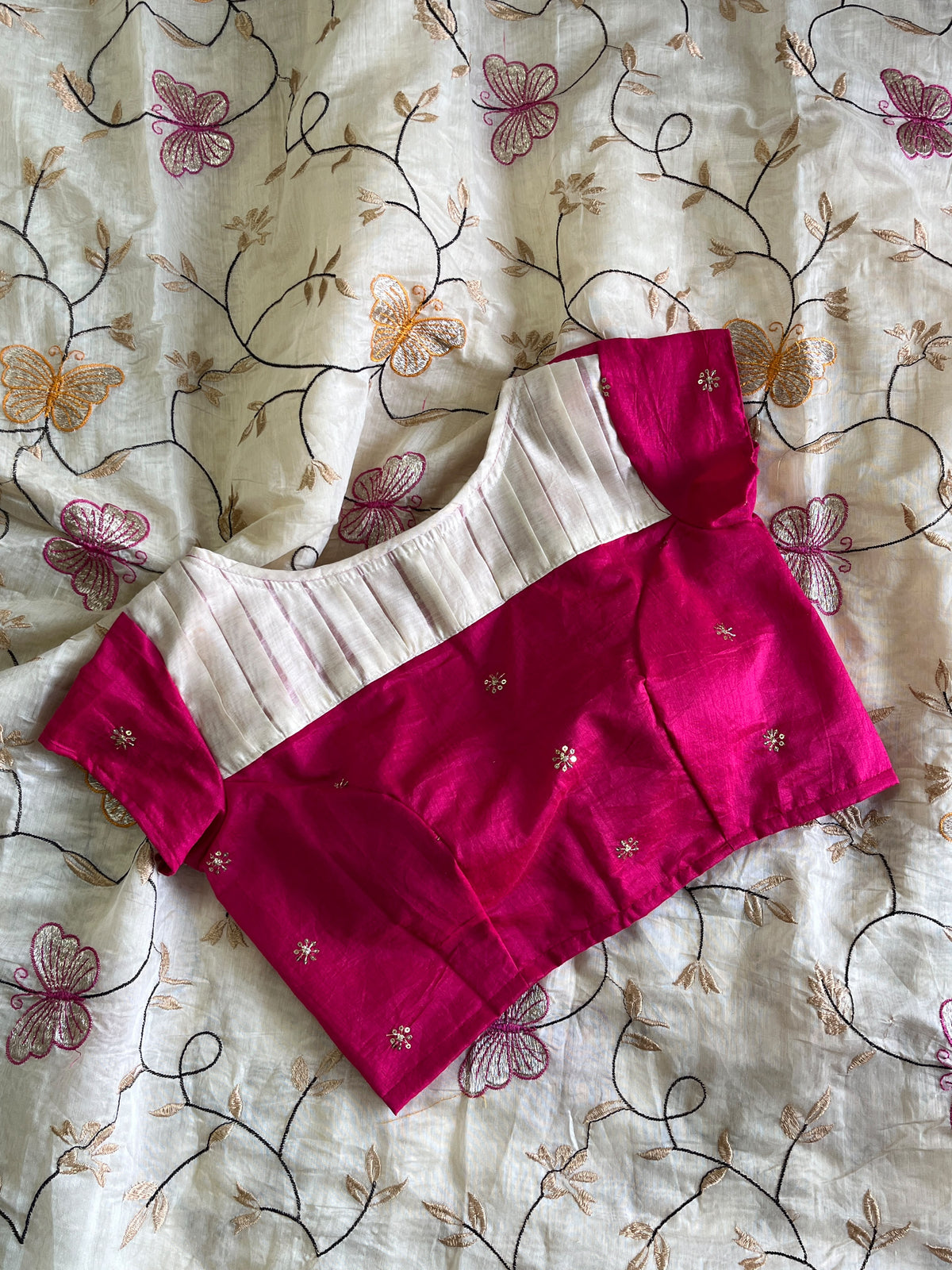 Chanderi saree with Designer stitched blouse