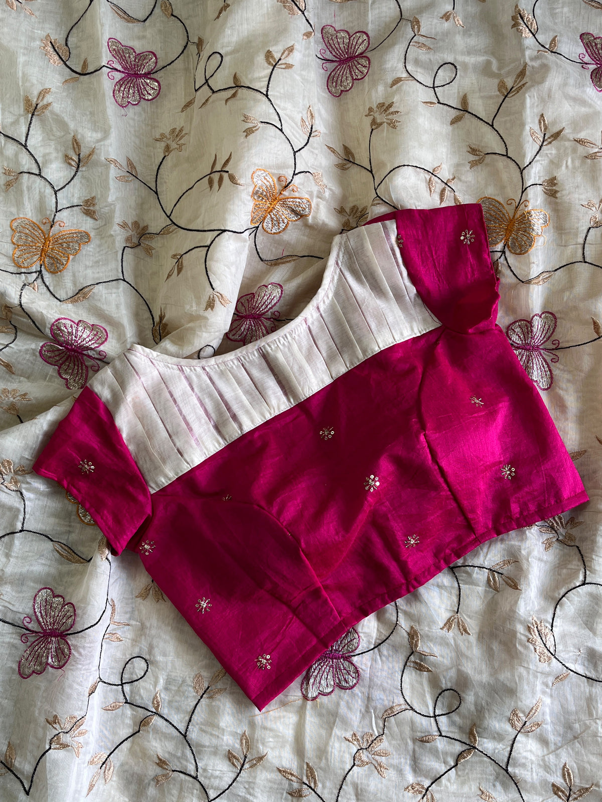 Chanderi saree with Designer stitched blouse