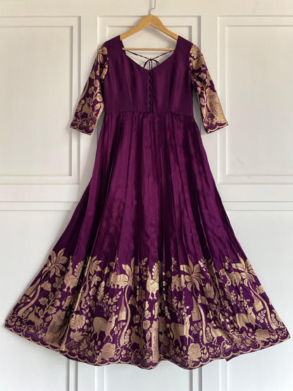 Kalmakari motifs zari long gown with premium dupatta