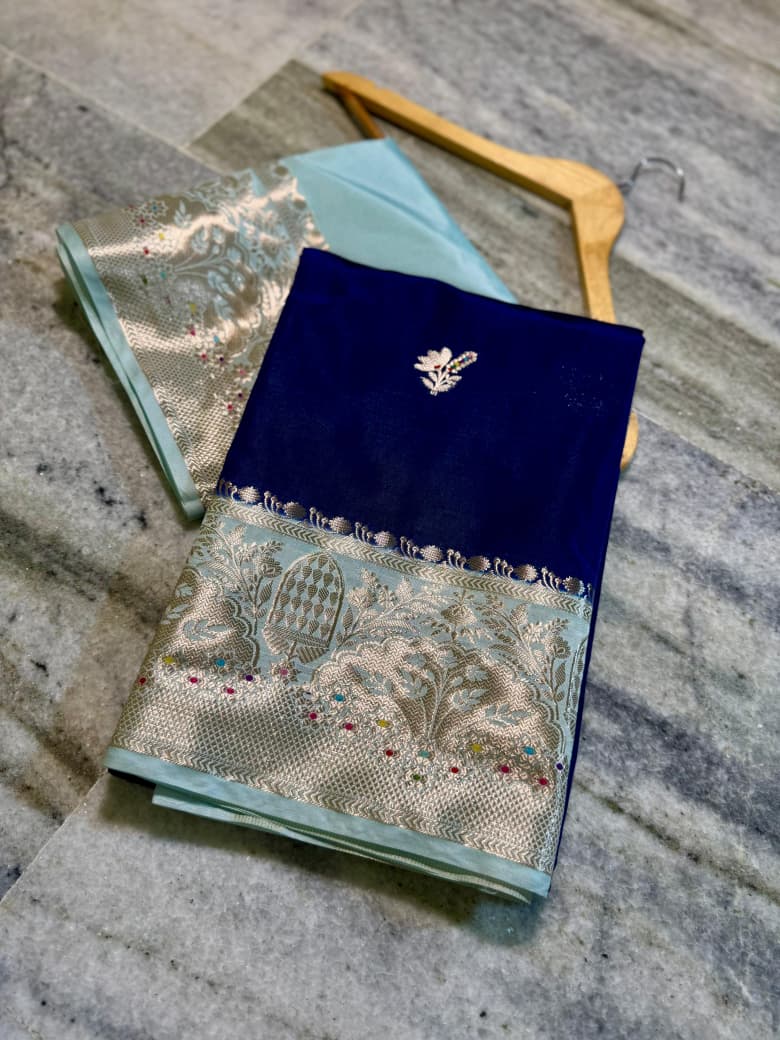 Banarasi katan top colours soft fab sarees