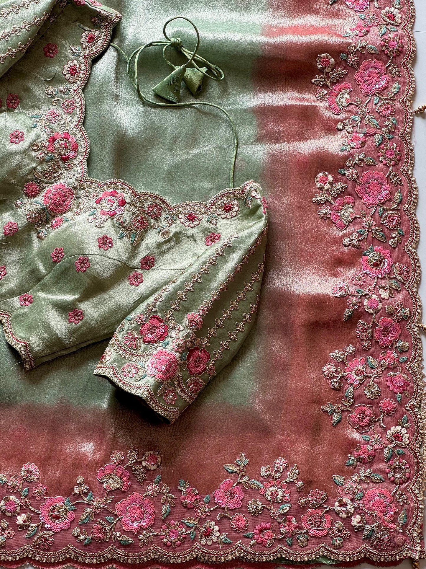 Luxe Pure Soft Mung Silk Saree with Designer Stitched  blouse