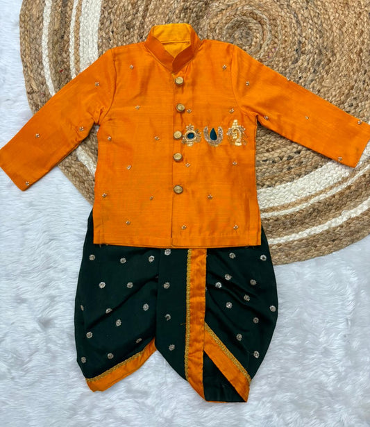 Gents maggam work Kurta with Dhoti set