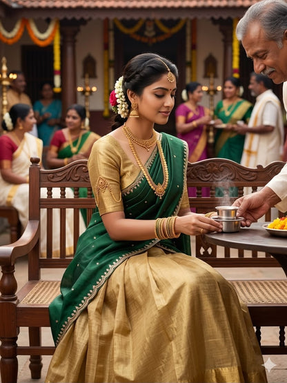 Golden Kanchipuram Designer Lehenga