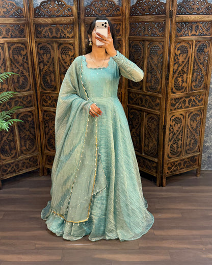 South Salsa Silk Gown with Dupatta