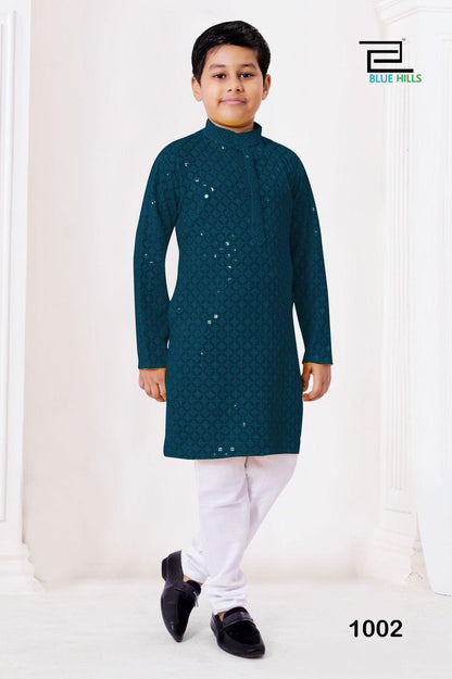 Kid boys chikankari  work  kurta sets
