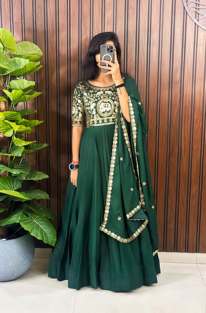 Heavy embroidery work Gown with  duppata