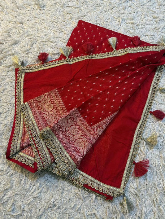 Georgette Banarasi trendy gold zari