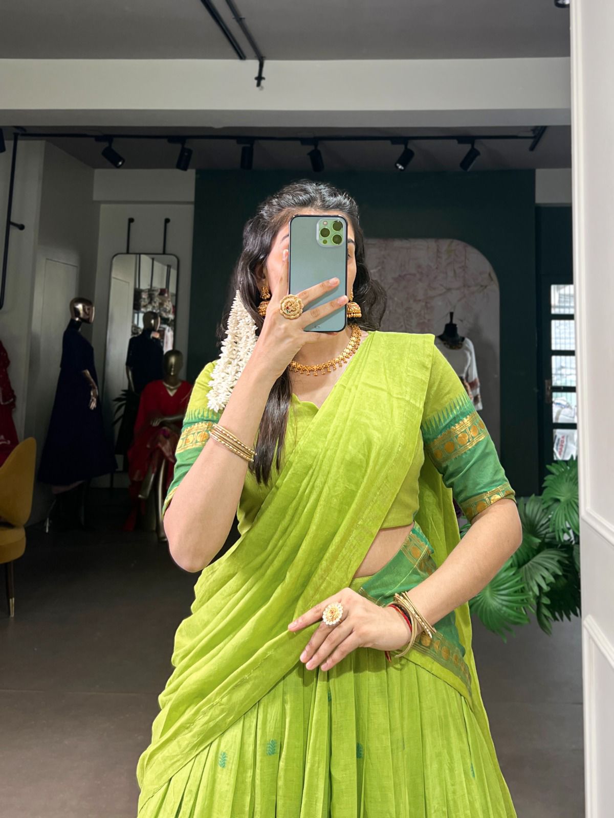 Chanderi cotton half saree Lehenga