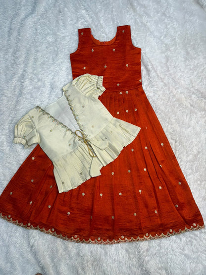 Kids cute 2 in one orange trendy gowns