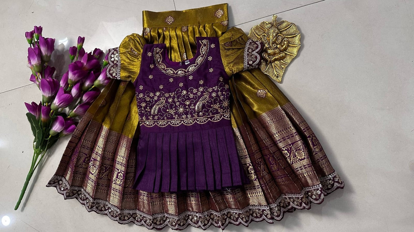 Kids cute  zari weaving work sets