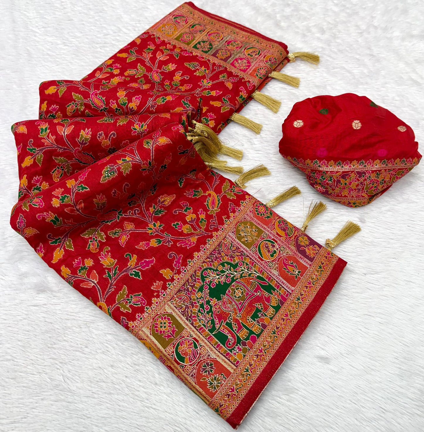 Vintage rajwadi pashmina silk saree