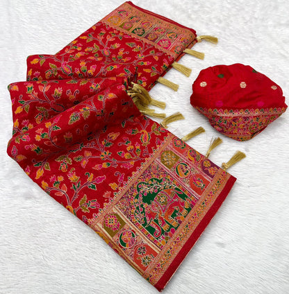 Vintage rajwadi pashmina silk saree