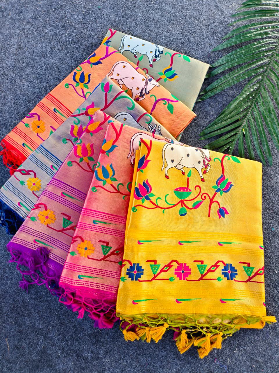 Budget Tussar Paithani weaving sarees