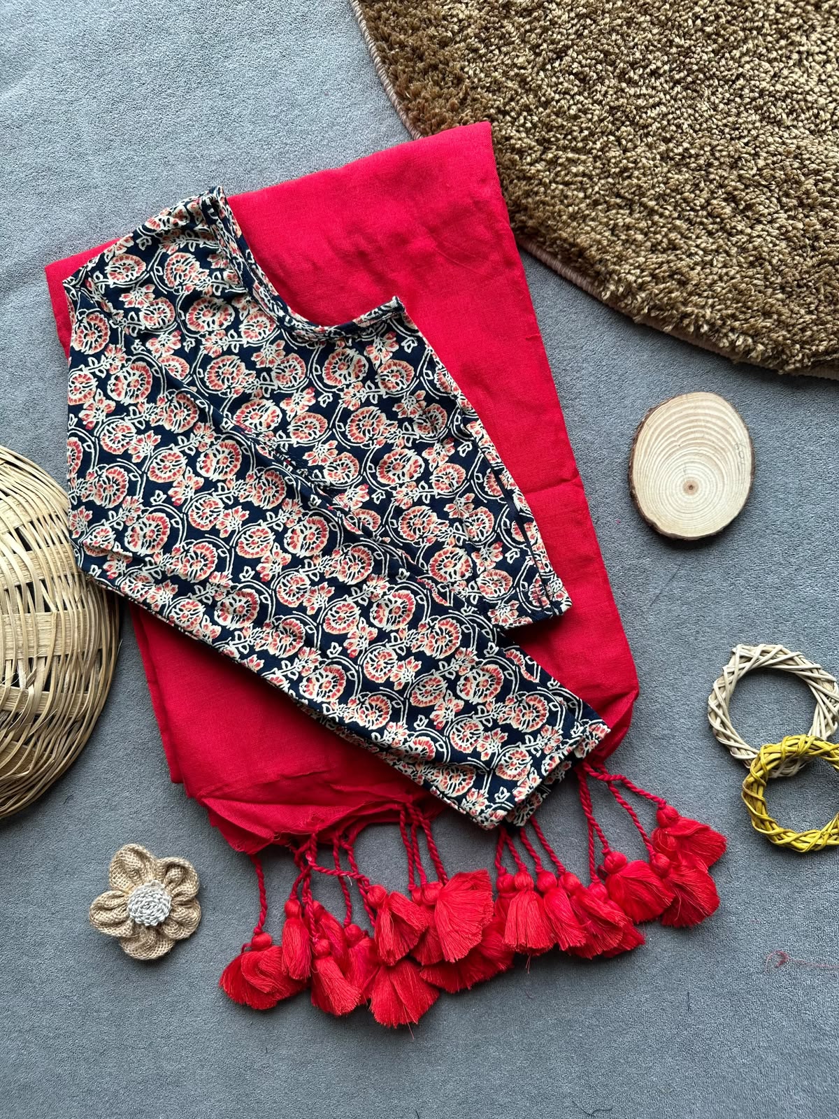 Khadi Streachable cotton stitched blouse