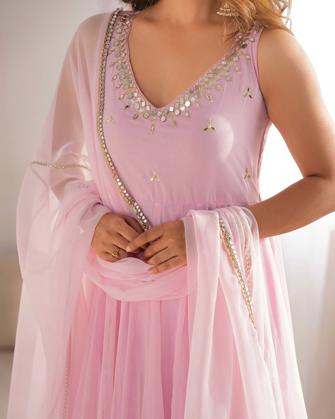 Georgette Gown with pant , Dupatta