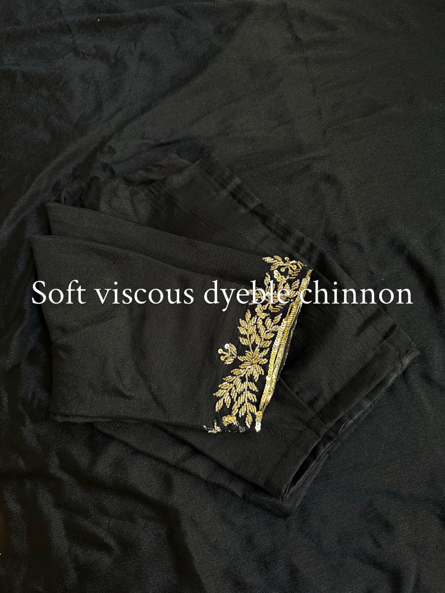 Viscose Chinon saree with stitched blouse