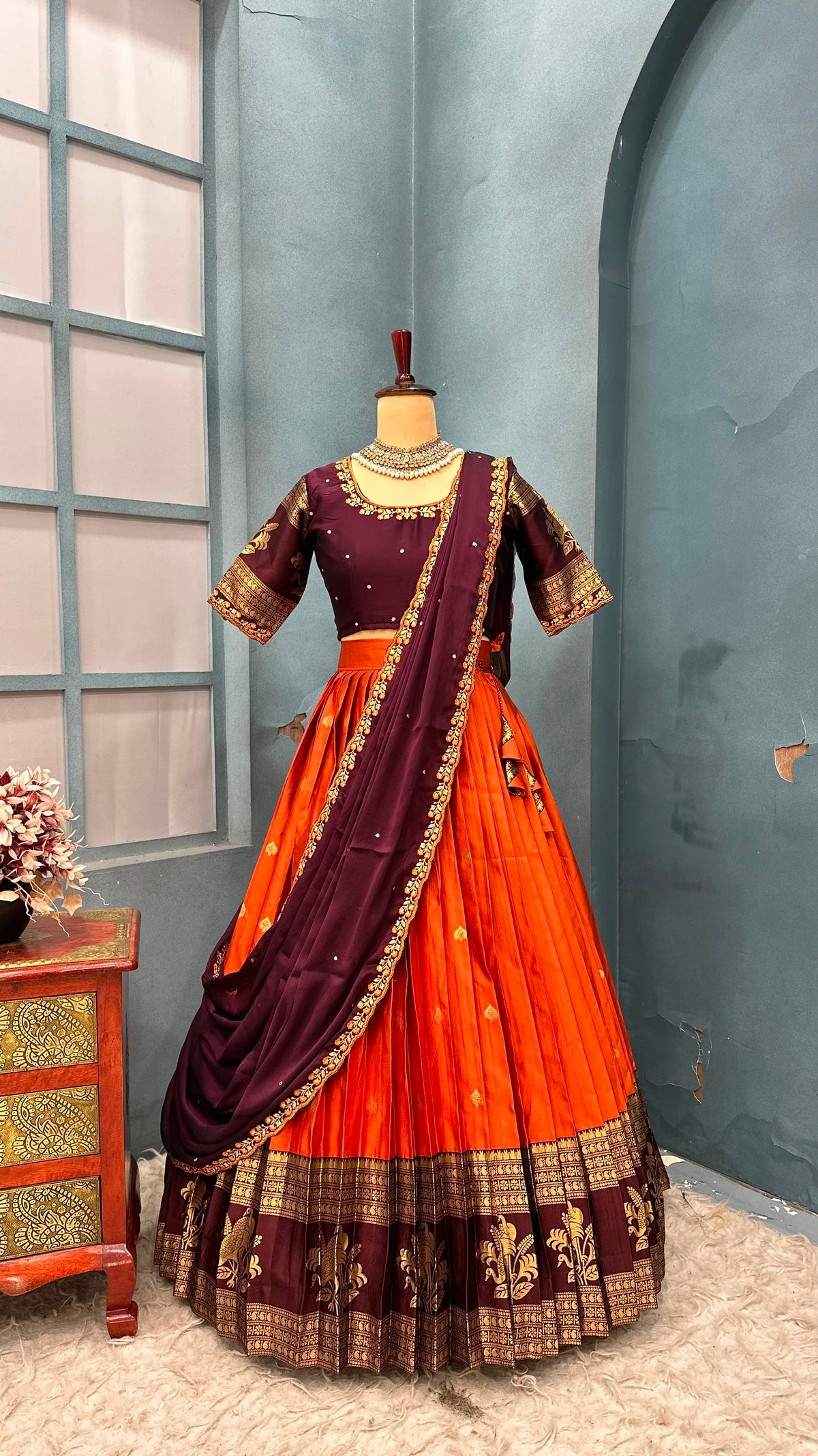 Kanjivaram sravanamasam Designer semiPattu Lehenags