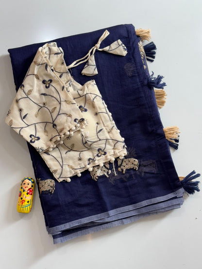 Chanderi Saree with Stitched Blouse