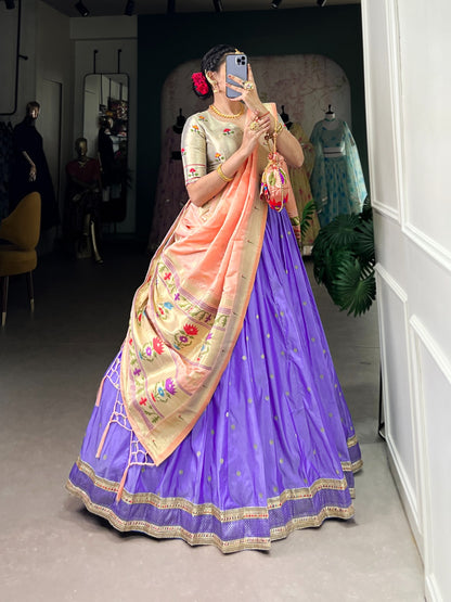 Paithani Jacquard Silk Festival Collection Lehenga