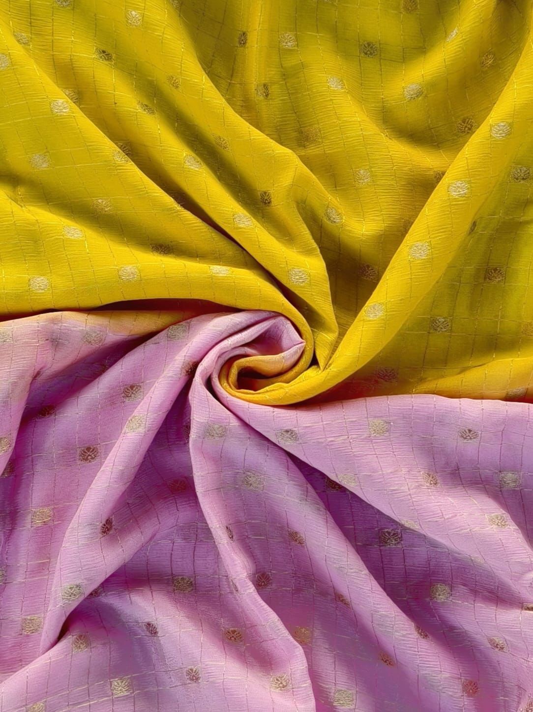 Viscose 2D  chinnon  saree with stitched blouse