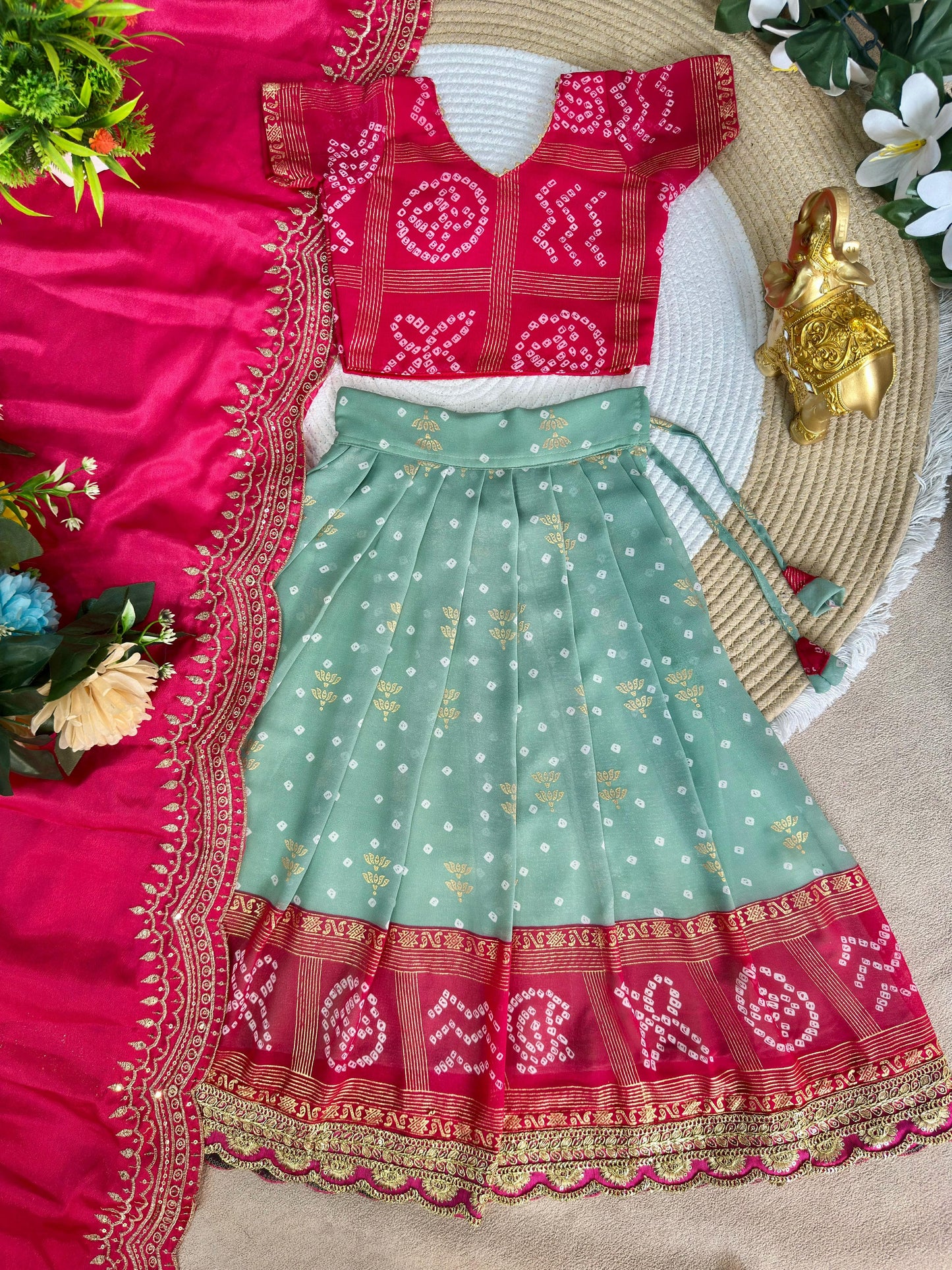 Ugadi special kids gown with coat /lehenga choli