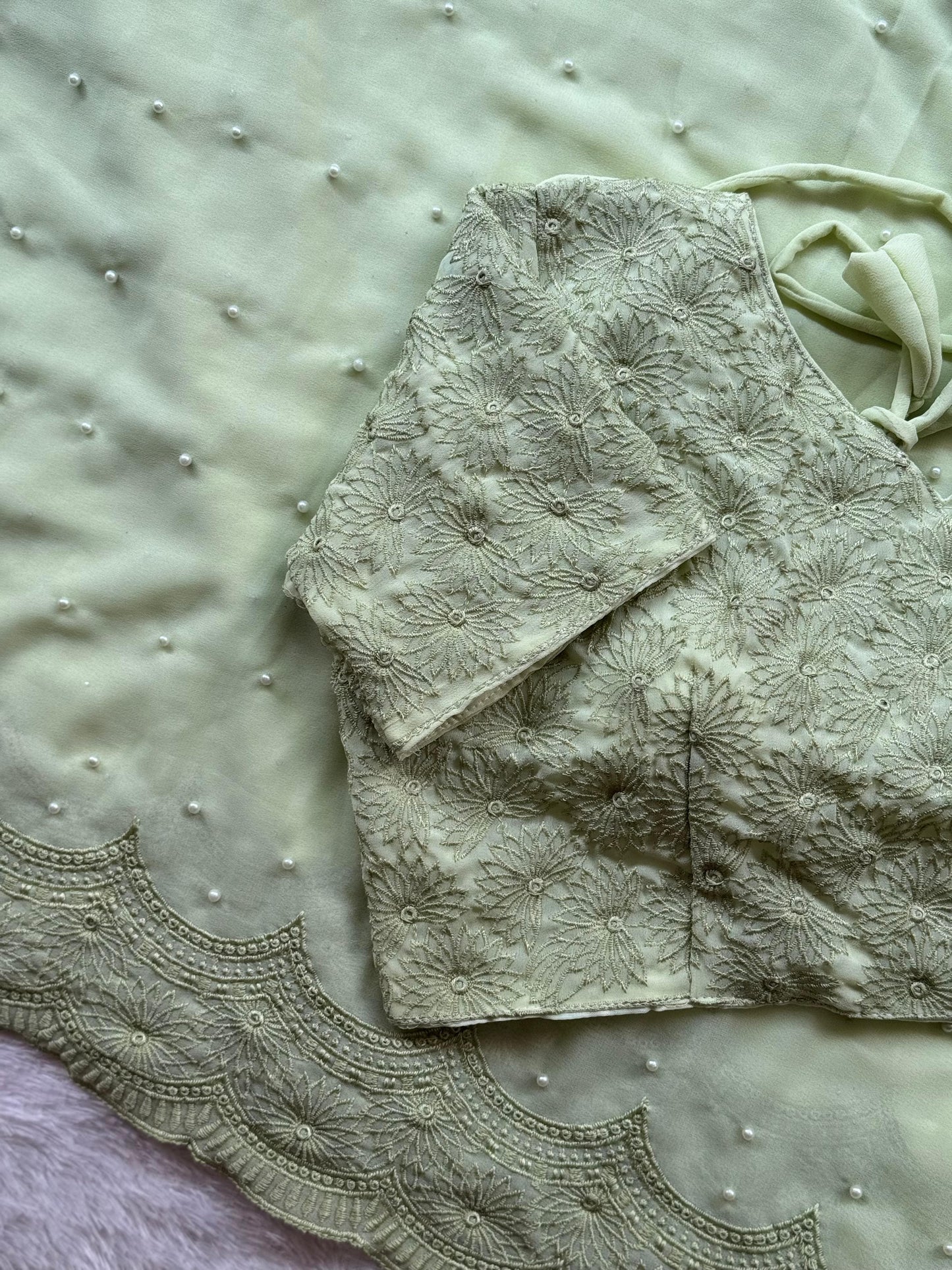 Samantha mam inspired pastel green soft georgette trendy saree