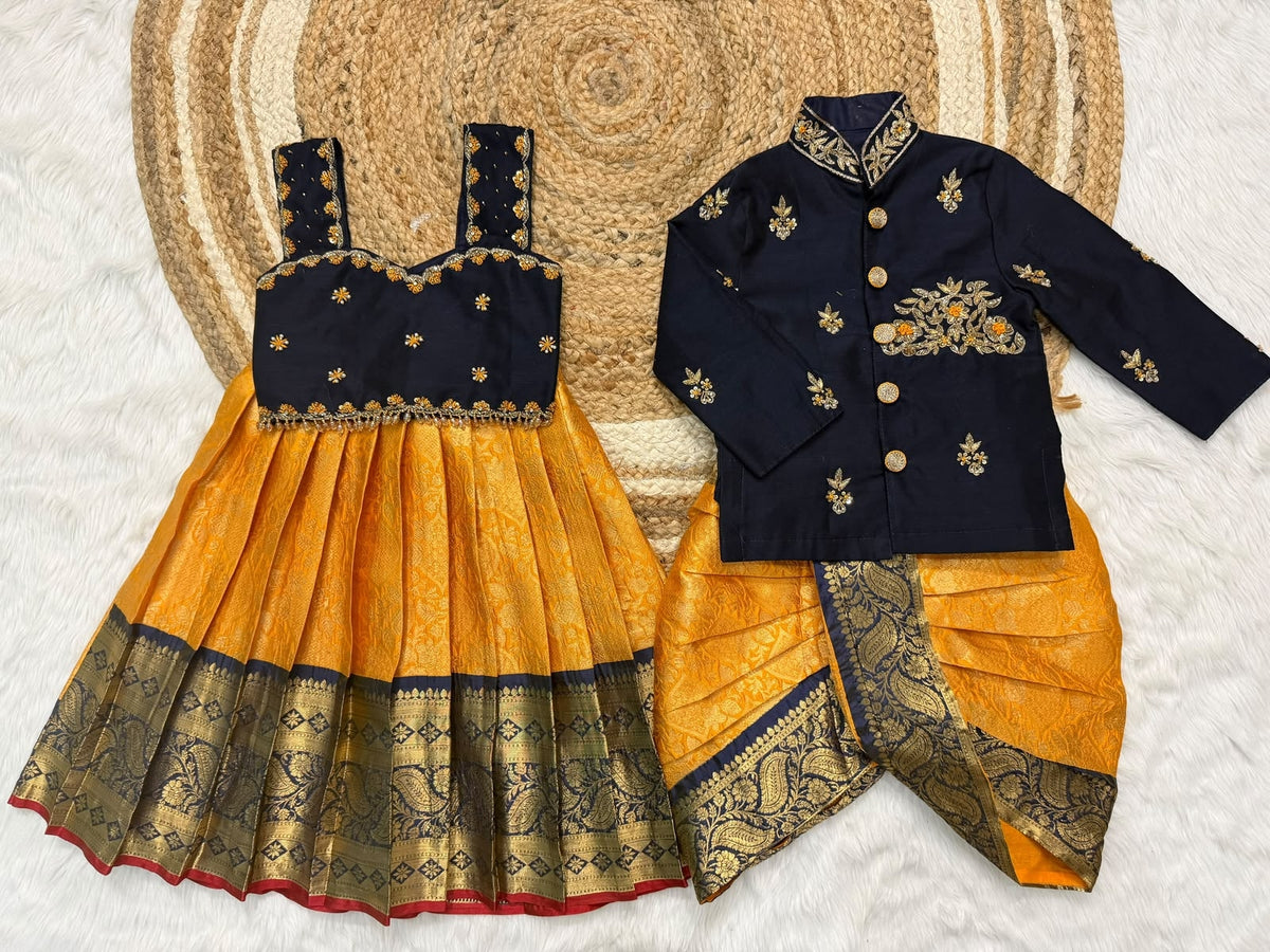 SISTER & BROTHER COMBO SET | FESTIVE SPECIAL KIDS MAGGAM BOY DHOTI