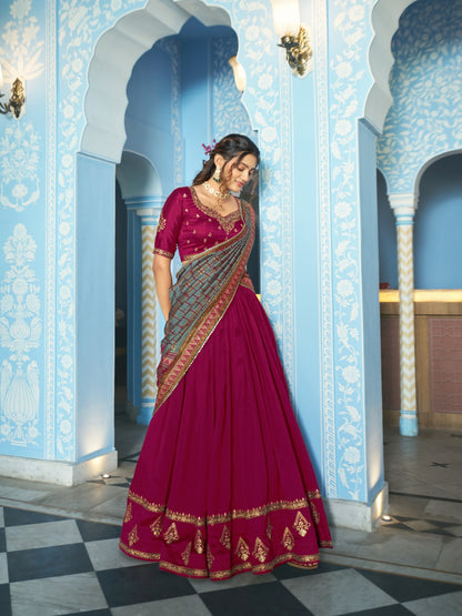 Vichitra silk royal designer lehenga