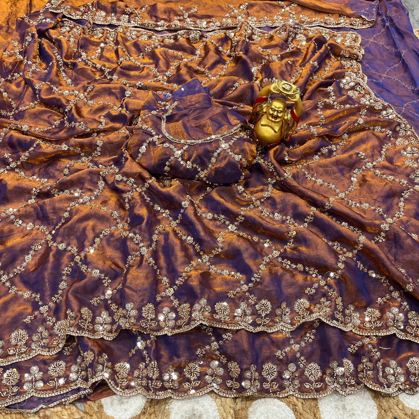 Luxe grand party beeds work velvet shine saree