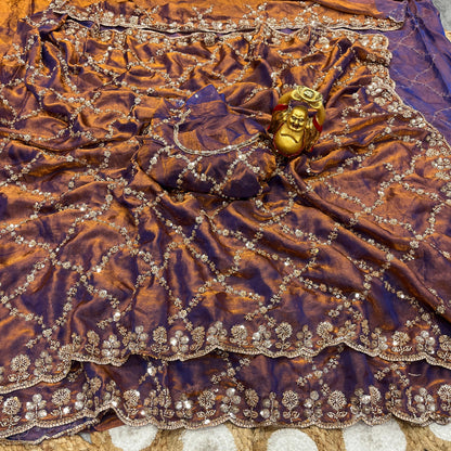 Luxe grand party beeds work velvet shine saree