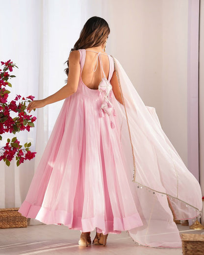 Georgette Gown with pant , Dupatta