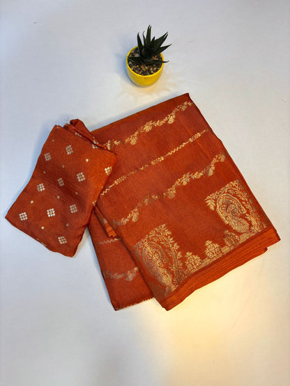 Khadi budget Russian butti sarees
