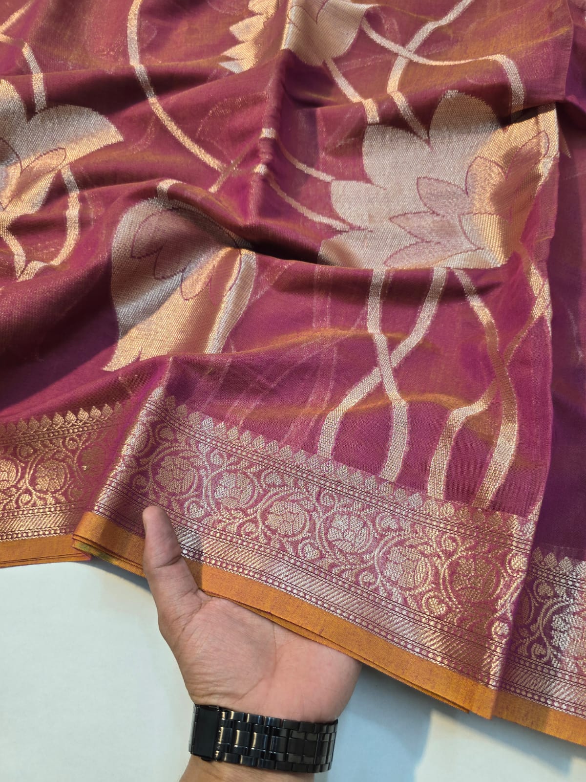 Banarasi mul cotton silk jaal pattern sarees