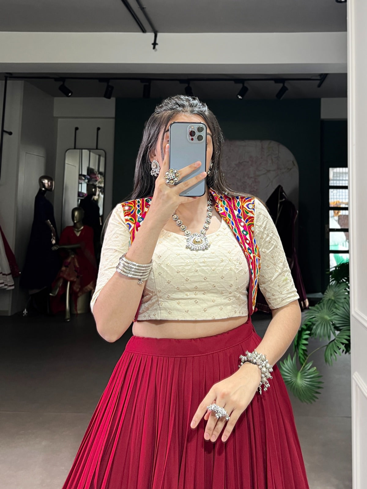 Rayon comfort meets ethnic beauty – Gamthi embroidery lehenga