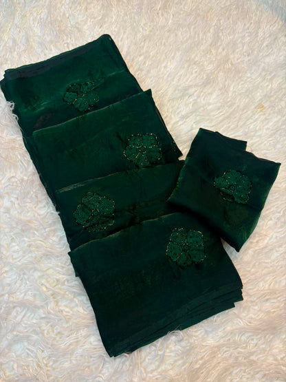 Trending space fendy silk saree with thread embroidery
