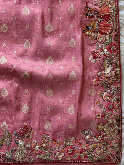 Luxe Dola Silk coding  work Multi
Saree with stitched blouse