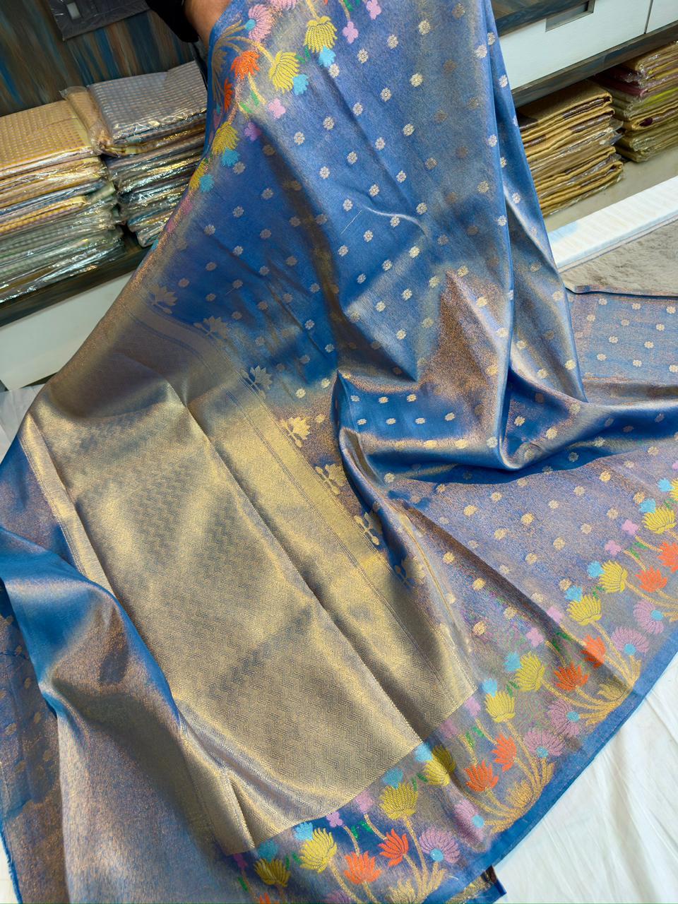 Vintage semi soft Dupion designer saree