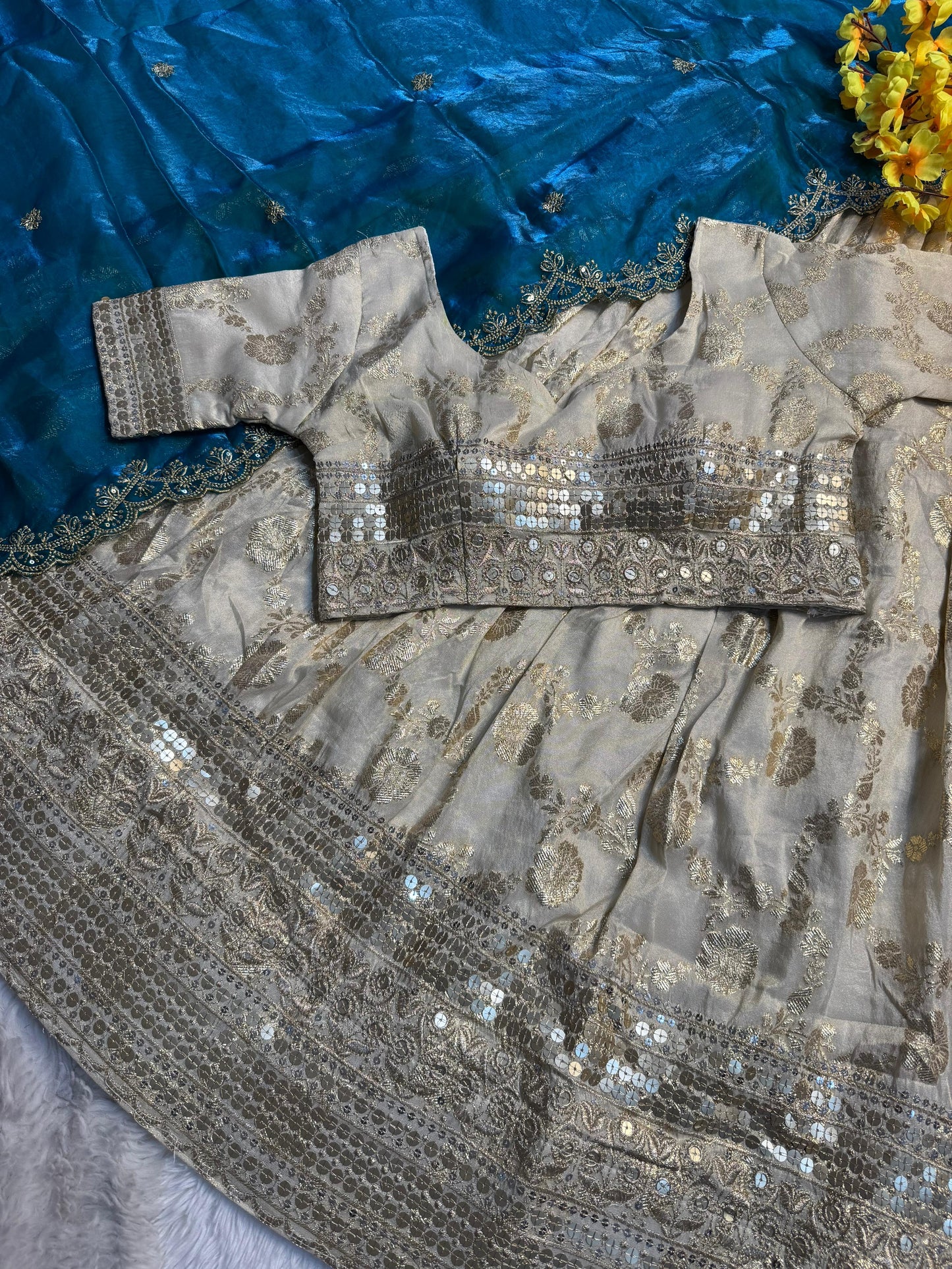 Simmer Silk séquence work Lehenga with stitched Blouse