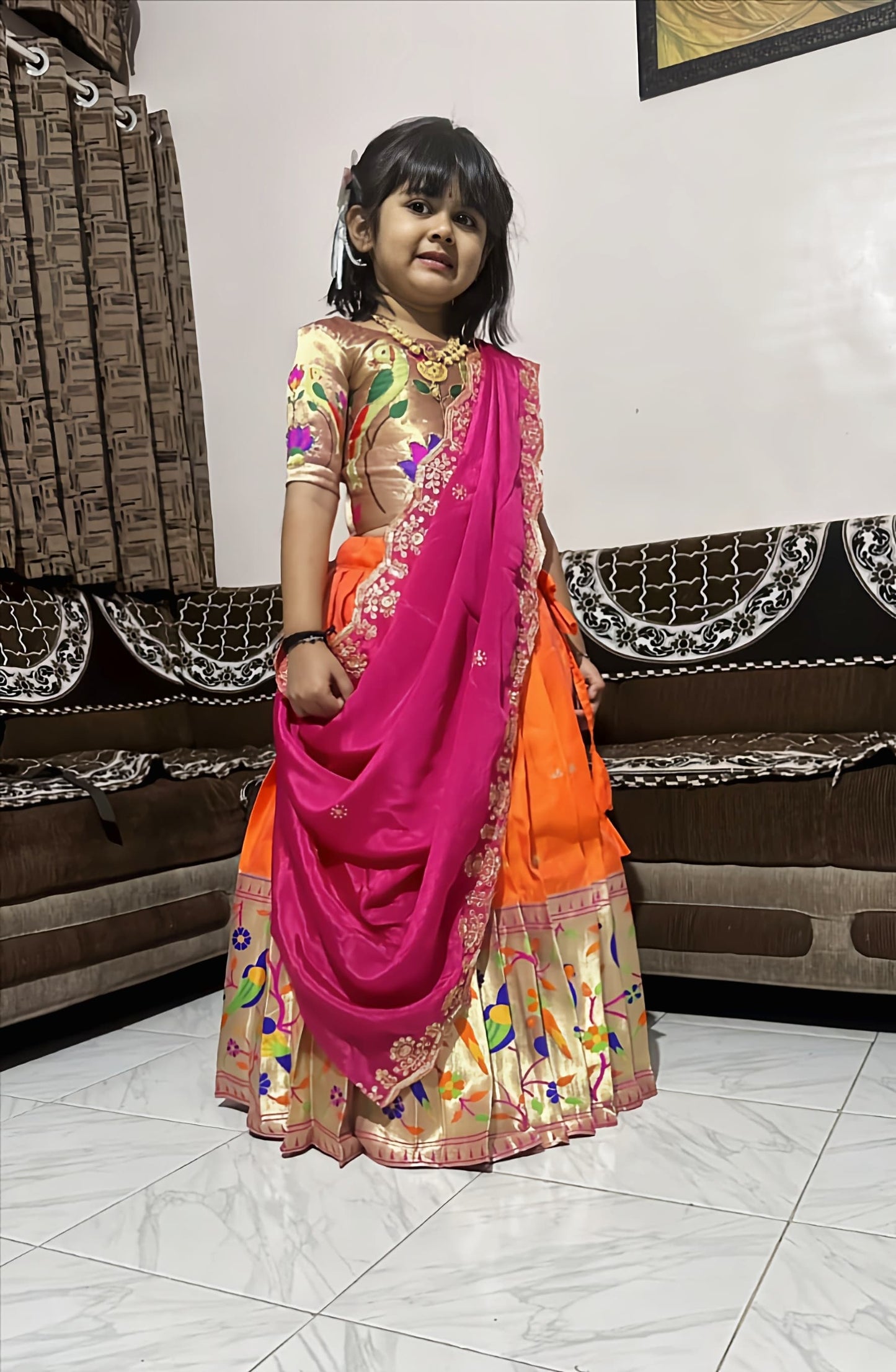Kids cute paithani with dupatta sets